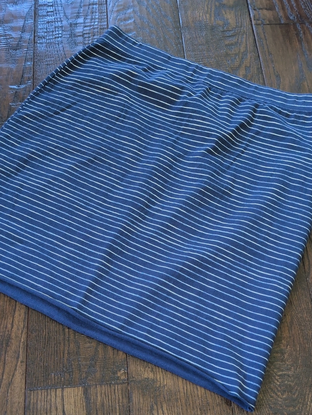 LIFE IS GOOD I Casual Blue & White Stripe Cotton-Spandex Pull-On Mini Skirt, M